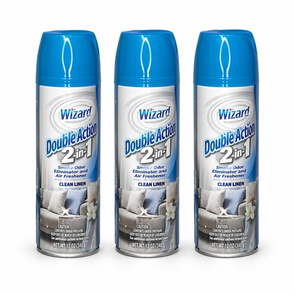 Wizard Of Oz Other - Wizard 2-in-1 Smoke Odor Eliminator Air Freshener Clean Linen 12 oz 3-Pack